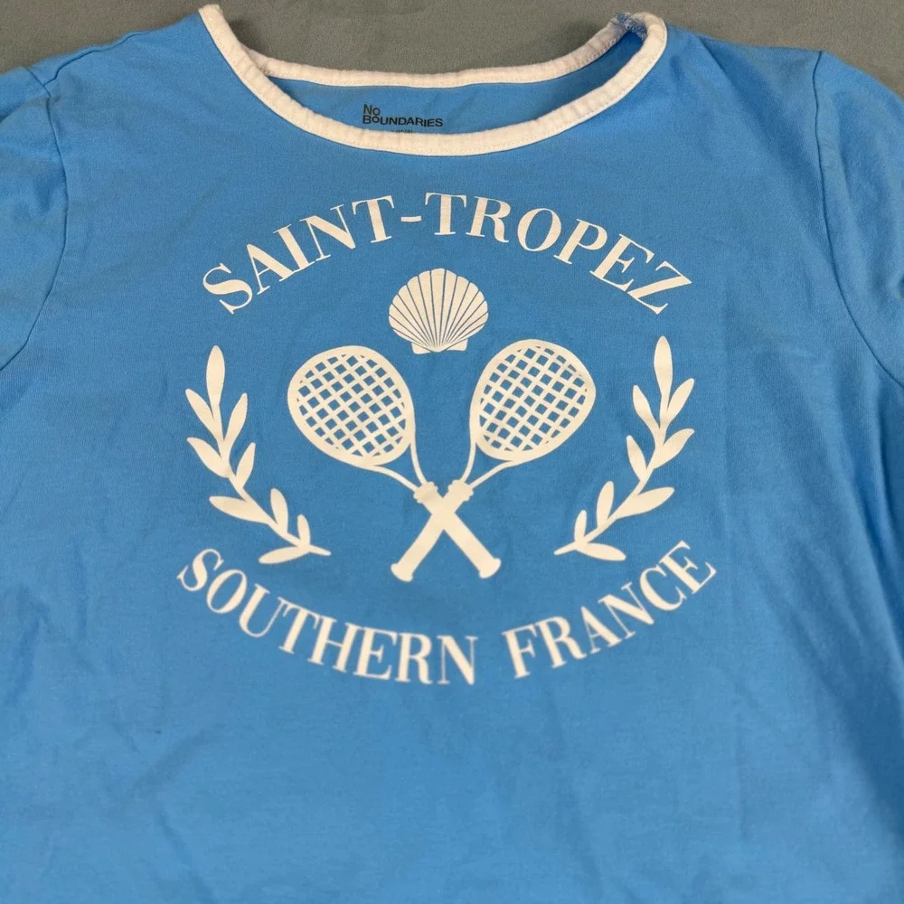 Vintage Inspired Saint Tropez Tennis Lounge Set Blue White Large Sporty Retro